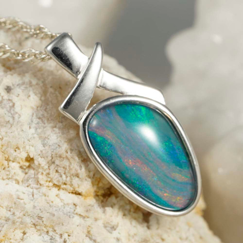 *ACID DREAM STERLING SILVER AUSTRALIAN OPAL NECKLACE